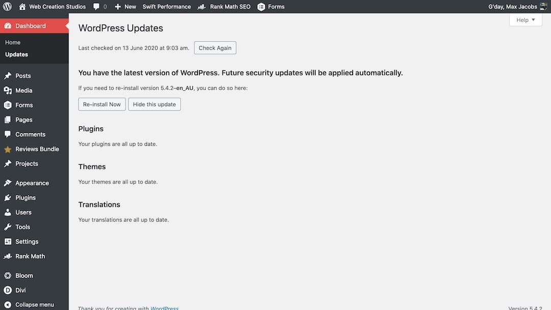 WordPress Software Updates